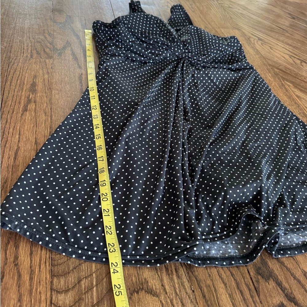 Miraclesuit XL Polka Dot Black White Sleeveless Swim Mini Dress One Piece Padded - Picture 5 of 7